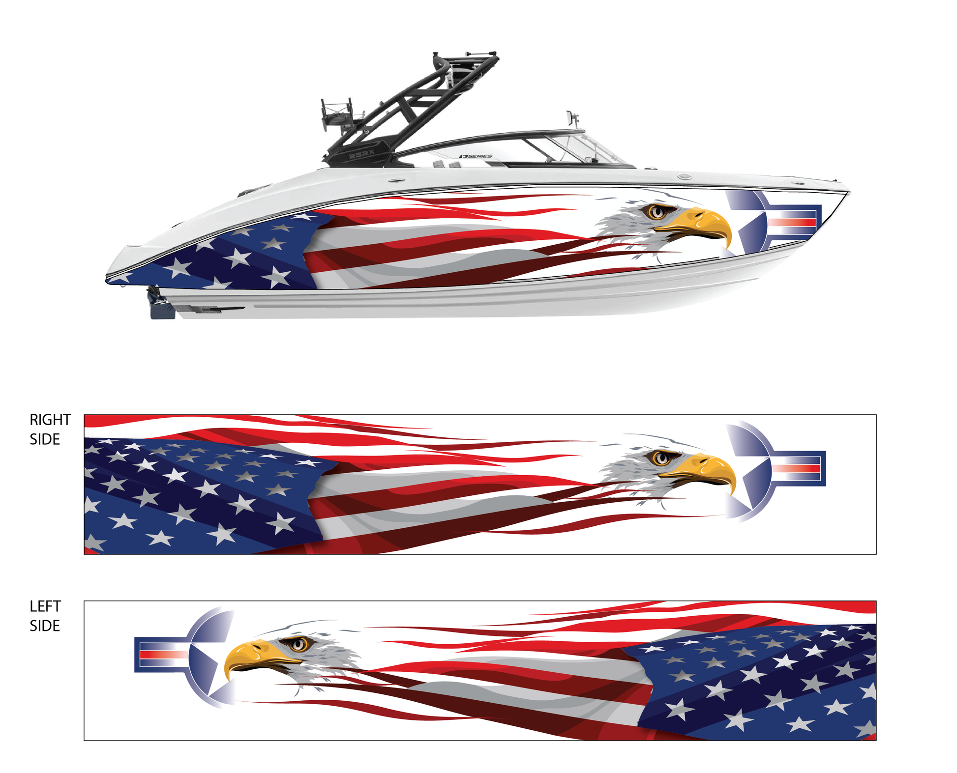 Boat Decals Left and Right Sides Compatible With Bass Boat Fish on